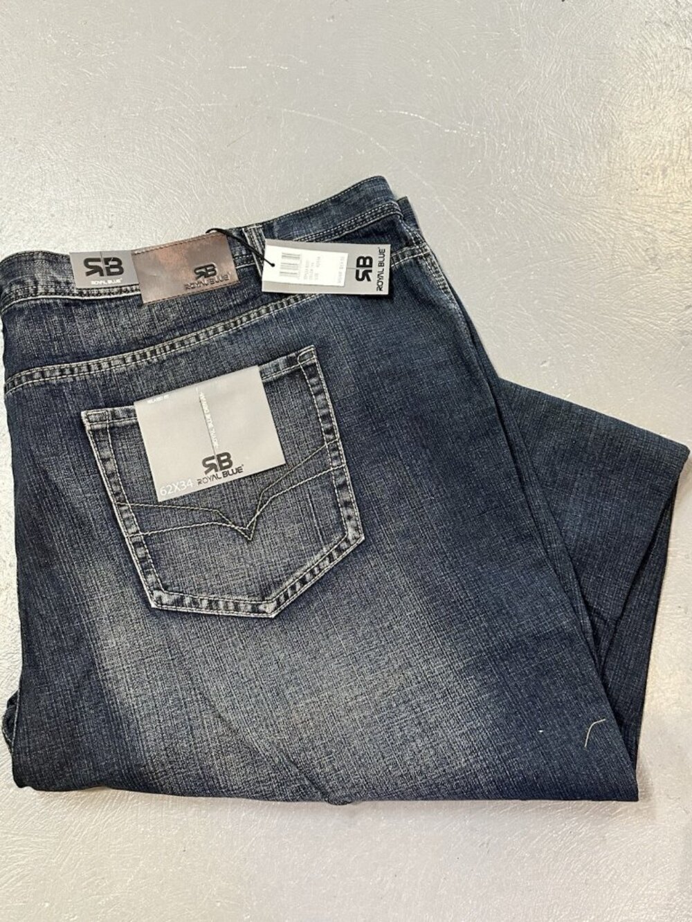 Royal Blue Brand Denim Jeans Men 62 x 34 Relaxed Big & Tall Blue Wash
